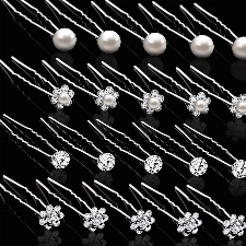 20 Pcs Haarnadeln Hochzeit für Braut, Gingbiss U-Form Braut haarschmuck, Silber Strass Perlenhaarnadel für Bräute Brautjungfern Frauen Mädchen