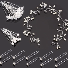 30 Stk Kristallblume Haarnadel und 1 Perlkristall Stirnband Brautblumenkristall Strass U-förmige Haarnadeln Hochzeit Haarschmuck Pearl Flower Haarnadeln Zubehör Alltagskleidung Frauen Mädchen