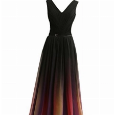 Abendkleider Ballkleider Lang Hochzeitskleider Partykleid Cocktailkleider Chiffon A Linie Brautkleid V-Ausschnitt Rot-2 EUR46