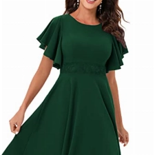 Abendkleider Elegant für Hochzeit Gäste Grün Cocktailkleider für Damen A-Line Karneval Kleid Festliches Weihnachtenskleid kostüm Kleid Dark Green M