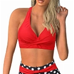 Adigaber Damen Zweiteiliger Badeanzug V Ausschnitt überkreuztes Blumenmuster Bikini Bademode Bauchkontrolle Bikini Sets