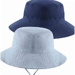 Adorel Baby Sonnenhut mit Kordelzug Fischerhut 2er-Pack Grau & Dunkelblau 3-7 Jahre (Herstellergröße M)