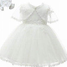 AHAHA TaufeKleider für Baby Mädchen Prinzessin Brautkleider Geburtstagsfeier-Kleid für Baby mit Hut und Tippet