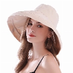 AIDIER Damen Faltbarer Leichter Sommerhut mit Breite Krempe UV Schutz Sonnenschutz Fischerhut Reisen Sonnenhut mit Kinnband Elegant UPF 50+ Sommer Hut Strandhut Gartenhut Anglerhut