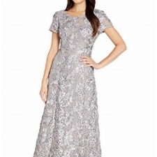 Alex Damen Long A-line Rosette Dress Kleid fr besondere Anlsse, Dove, 46 EU (Herstellergröße: 18)