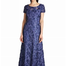 Alex Evenings Damen Langes Rosettenkleid aus Spitze mit Flügelärmeln Kleid für besondere Anlässe, Veilchen, 38 Zierlich