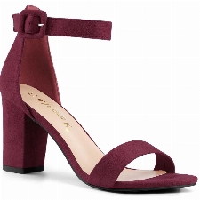 Allegra K Damen High Chunky Heel Schnalle Knöchelriemen Sandalen Burgundy 39