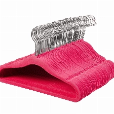 Amazon Basics Kinderkleiderbügel mit Samtbezug, 50-pro Packung, Rosa