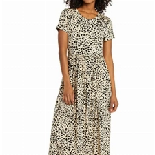 Amazon Essentials Damen Ärmelloses Tailliertes Maxikleid (Erhältlich In Übergröße), Bräunen Gepard, M