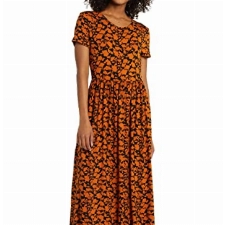 Amazon Essentials Damen Ärmelloses Tailliertes Maxikleid (Erhältlich In Übergröße), Braun Blumenaufdruck, XS