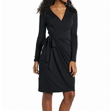 Amazon Essentials Damen Übergröße Klassisches Wickelkleid mit langen Ärmeln (erhältlich in Übergröße), Schwarz, XXL Große Größen