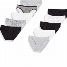 Amazon Essentials Damen Bikinihose: Bequeme Passform und gute Qualität in neutralen Farben (Übergröße, 10er-Pack, Baumwolle)