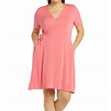 Amazon Essentials Damen Kleid In Wickeloptik mit Kappenärmeln, Intensive Rosa, M