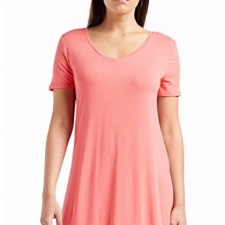 Amazon Essentials Damen Kurzärmeliges Swing-Kleid mit V-Ausschnitt, Regulär, Intensive Rosa, L