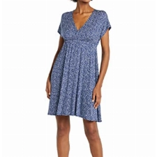 Amazon Essentials Damen Surplice-Kleid (Erhältlich in Übergröße), Marineblau Tiermuster, XS