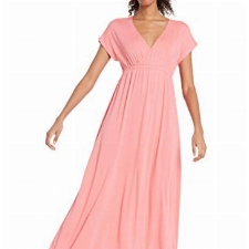 Amazon Essentials Damen Tailliertes Maxikleid (erhältlich in Übergröße), Pfirsich, XS