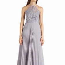 Amazon-Marke: TRUTH & FABLE Damen Maxi-Spitzenkleid, Grau (Dapple Grey), Medium