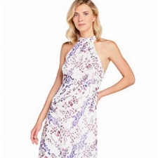 Amazon-Marke: TRUTH & FABLE Damen Midi A-Linien-Kleid, Mehrfarbig (White Blossom), 38, Label:M