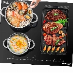 AMZCHEF Induktionskochfeld 60cm Induktionskochplatte mit Flexzonen für BBQ, 4 Boost-Zonen, 9 Stufen, Warm Up and Pausenfunktion, 7400W Kochfeld Induktion mit Touchscreen