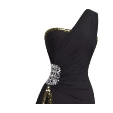 Angel-fashions Damen Eine Schulter Spaltung Spalte Prom Abendkleid X-Large Schwarz