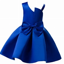 AnKoee Mädchen Kinder Partykleider Prinzessin Abendkleider Fliege Ärmellos Cocktailkleid für 3-10 Jahre (Navy blau, 140cm/8-9 Jahre)