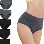 Anqier Unterhosen Damen, 5er Pack Stretch Baumwolle Hohe Taille Slips Damen Atmungsaktiv Panties Weich Frauen Unterwäsche