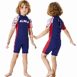 ANVIGO Neoprenanzug Kinder Neopren Shorty Thermal Tauchen Badeanzug, 2,5 mm Neopren Rückenreißverschluss Einteilige Neoprenanzüge für Wassersport Surfen Schwimmen Tauchen Jetski (Navy Blau, S)