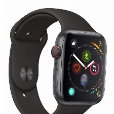 Apple Watch Series 4 44mm (GPS + Cellular) - Aluminiumgehäuse Space Grau Schwarz Sportarmband (Generalüberholt)