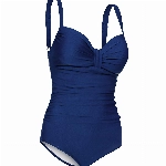 Aqua Speed Badeanzug Damen Bauchweg | Damenbadeanzug einteilig schick | Blauer Badebekleidung mit Bügeln | Push Up Bathing Suit Women | Once Piece Swimsuit | Blau, Gr. 38 - C - D | Olivia