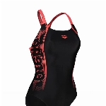 ARENA Damen Women's Swim Pro Back Graphic Badeanz ge, Black-fluo Red, 46 EU