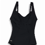 arena Vertigo Low Einteiliger Badeanzug Damen C-Cup, Figurformender Bodylift Badeanzug, Powermesh-Technologie, Chlorbeständiger Sensitive Fabrics Stoff, Schwarz, 44