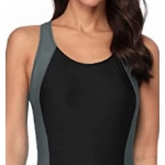 Attraco Damen Einteilige Badeanzug Push Up Bauchweg Bademode Swimsuit Sexy Sport Schwimmanzug Slim Fit Bikini Set Schwarz L