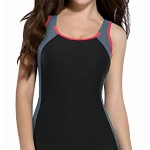 Attraco Damen Einteilige Badeanzug Push Up Bauchweg Slim Fit Bademode Swimsuit Sexy Sport Schwimmanzug Grau L