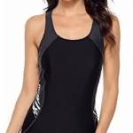 Attraco Damen Sport Badeanzug Racerback Bademode Einteiler Bauchweg Badeanzüge Sexy Push Up Swimsuit Strandmode Sommer Weiß Print XL