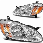 AUTOSAVER88 Scheinwerfer-Baugruppe, kompatibel mit 2003–2008 Corolla Chrom-Gehäuse, bernsteinfarbene Reflektor, klare Linse (Fahrer- und Beifahrerseite)