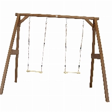 AXI Doppelschaukel Braun aus FSC Holz | Schaukel mit Gestell für 2 Kinder | Kinderschaukel/Schaukelgestell für den Garten