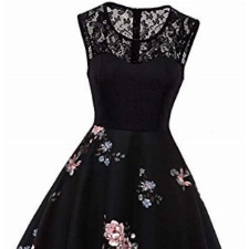 Axoe Damen 50er Jahre Rockabilly Kleid mit Blumenmuster Ärmellos, Farbe04, XXXXL (50 EU)