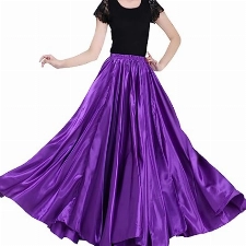 Backgarden Eleganter Damenrock aus Satin, lang, für Ballsaal, Bauchtanz, Performance, Kostüm, Kleid, 20 Meter, Violett, Einheitsgröße