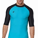 BALEAF UV Shirt Herren Wasser UPF 50+ Kurzarm Rashguard Herren Schwimmshirt Rash Vest für Schwimmen Tauchen Blau/Schwarz M