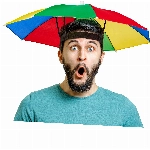 Balinco Faltbarer Regenschirm | Sonnenschirm-Hut | Sonnenschutz - Kopfbedeckung für Erwachsene & Kinder - perfekt für Karneval | Fasching | Festival | Strand & Outdooraktivitäten - Einheitsgröße