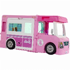 Barbie GHL93 - 3-in-1 Super Abenteuer-Camper, ca. 91 cm, umwandelbarer Camper für Puppen mit Pool, Pick-Up Truck, Boot und 50 Zubehörteilen, tolles Spielzeug Geschenk für Kinder von 3 bis 7 Jahren