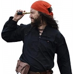 Battle-Merchant Mittelalter-Hemd Ludwig LARP Wikinger Hemd Kleidung Herren (Schwarz, XL)