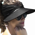 Baynetin Damen Visor Sonnenhut mit Großer Krempe, UV Protection Strand Sportmütze Strandhut Sommerhut,Sonnenvisorhüte für Frauen und Damen UV-Schutz (Schwarz)