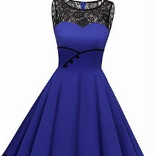 Bbonlinedress Festliches Kleid Damen Sommerkleid Abendkleider elegant für Hochzeit Rockabilly Kleider cocktailkleid Jugendweihe Kleider Party Kleid Royalblue S