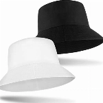 BBTO Eimer Hut Sonnenhut Sommerhut Fischerhut (Schwarz, Weiß, 2 Stücke)