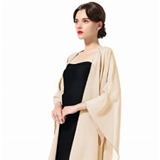 BEAUTELICATE Chiffon Schal Stola Bolero Damen Für Abendkleid Festlich Hochzeit Braut Frühling Sommer Jacke Champagner,Einheitsgröße