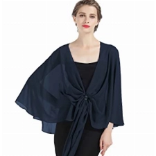 BEAUTELICATE Chiffon Schal Stola Bolero Damen Für Abendkleid Festlich Hochzeit Braut Frühling Sommer Mitternachtsblau, Einheitsgröße