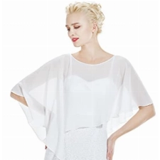BEAUTELICATE Damen Chiffon Schal Stola Eleganten Cape Umhang für Braut Sommer Hochzeits Festliche Abendkleid Elfenbein, Einheitsgröße