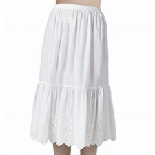 BEAUTELICATE Unterrock Damen 100% Baumwolle Vintage Petticoat Unterrock Lang Kurz Halbrock mit Spitze Stickerei Dirndl Petticoat (Anglaise Lace - Elfenbein-70cm Länge, S)