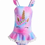 Beinou Badeanzug Mädchen Bademode Kinder Einteiliger Schwimmanzug Einhorn Badeanzüge mit Rock 4-9 Jahre